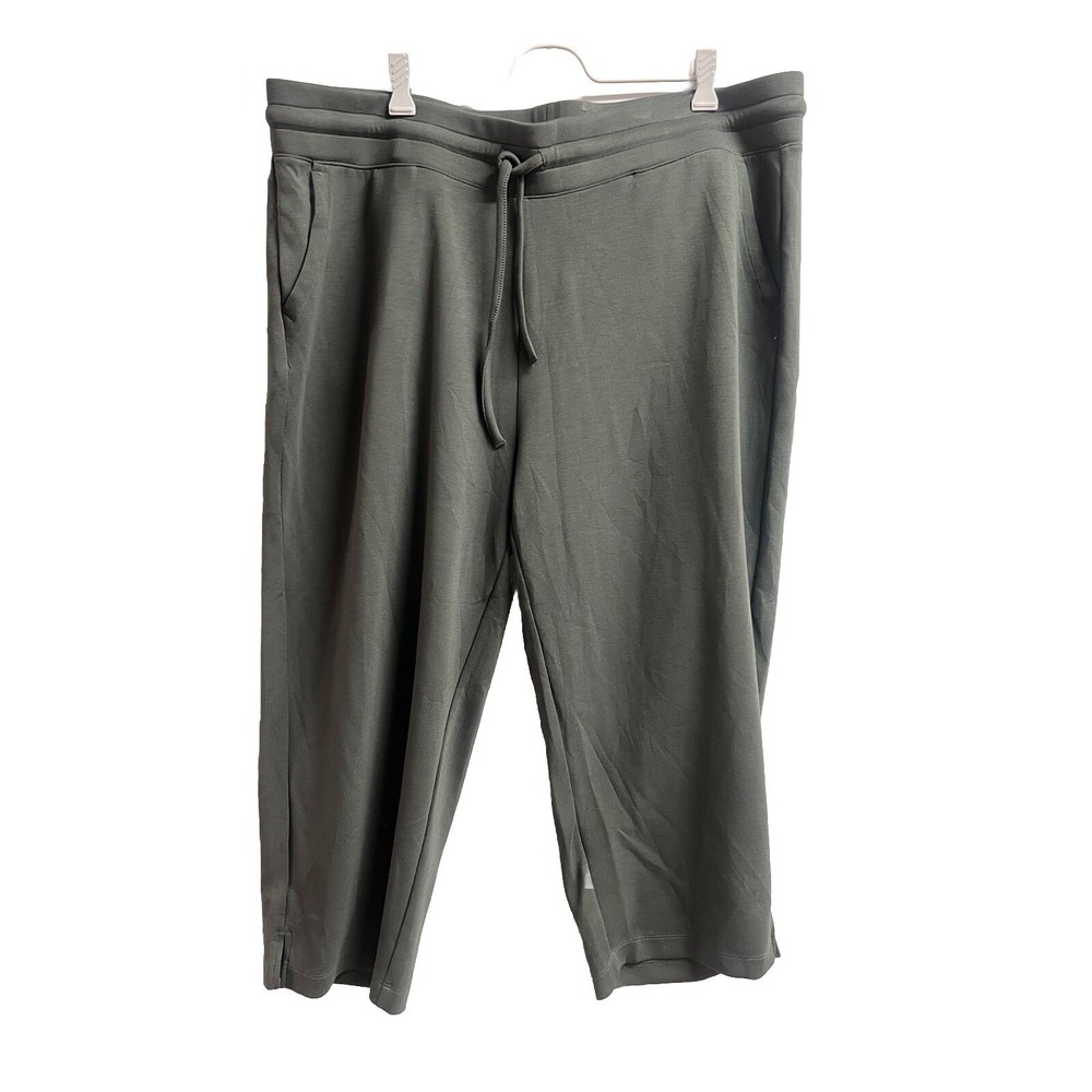 32 Cool Active All Draw String Capri‎ Pants olive green  Plus 2X